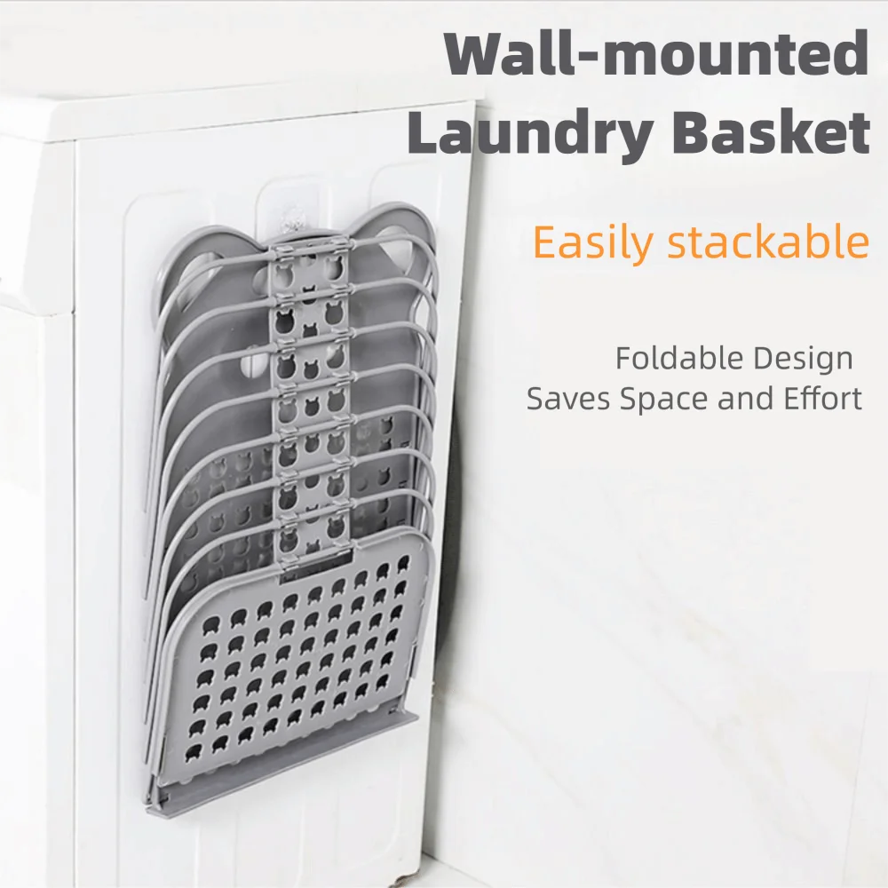 

Foldable Folding Laundry Hamper with Handles Plastic Dirty Clothes Storage Rack Space Saving Large Capacity