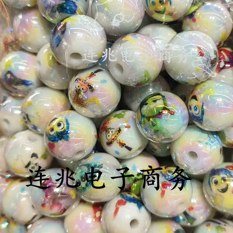 5pcs figure cartoon anime acrylic beads white background printed beads for diy jewelry making bracelets materials