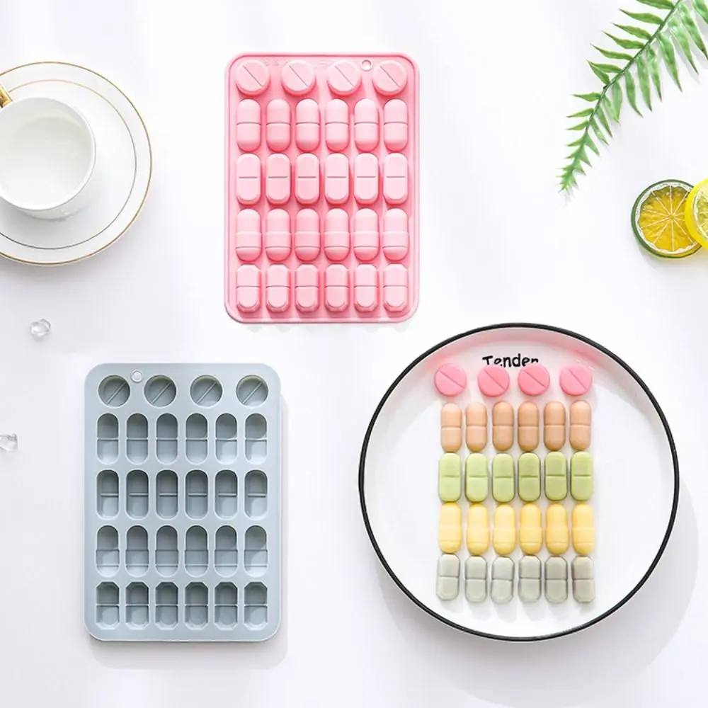 New Silicone Capsule Shaped Mold 28 Cavity Design Reusable Pill Mold Flexible Pill Mold Tray for Candy Making Chocolate Crafting