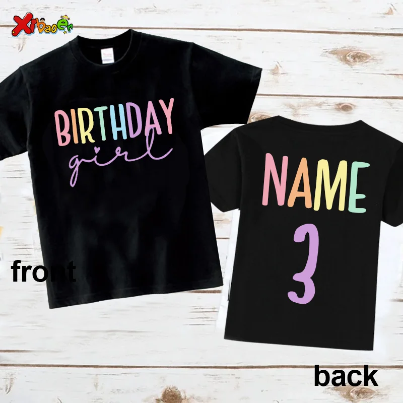 Birthday Girl T Shirt Party Outfits for Kids Custom Name Shirts Baby Girl Clothing Cute T-shirt Kids Clothes 10th Birthday Girls