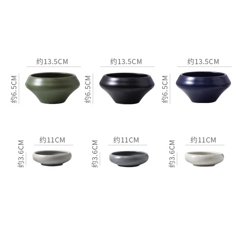 Japanese Vintage Stoneware Bowl Creative Tall Fruit Dishes Ceramic Rice Salad Dessert Bowl Kitchen Spice Plate Kitchen Tableware