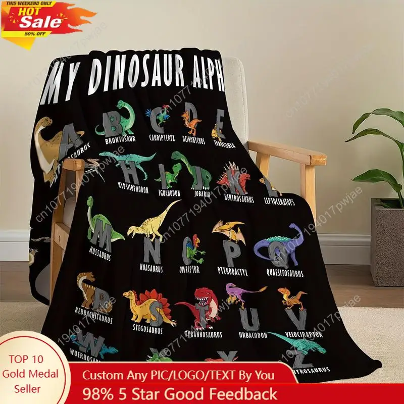 

Dinosaur Flannel Blanket - Perfect For Travel, Sofa, Bed, And Home Decor - Ideal Birthday Or Holiday Gift - Available All Season
