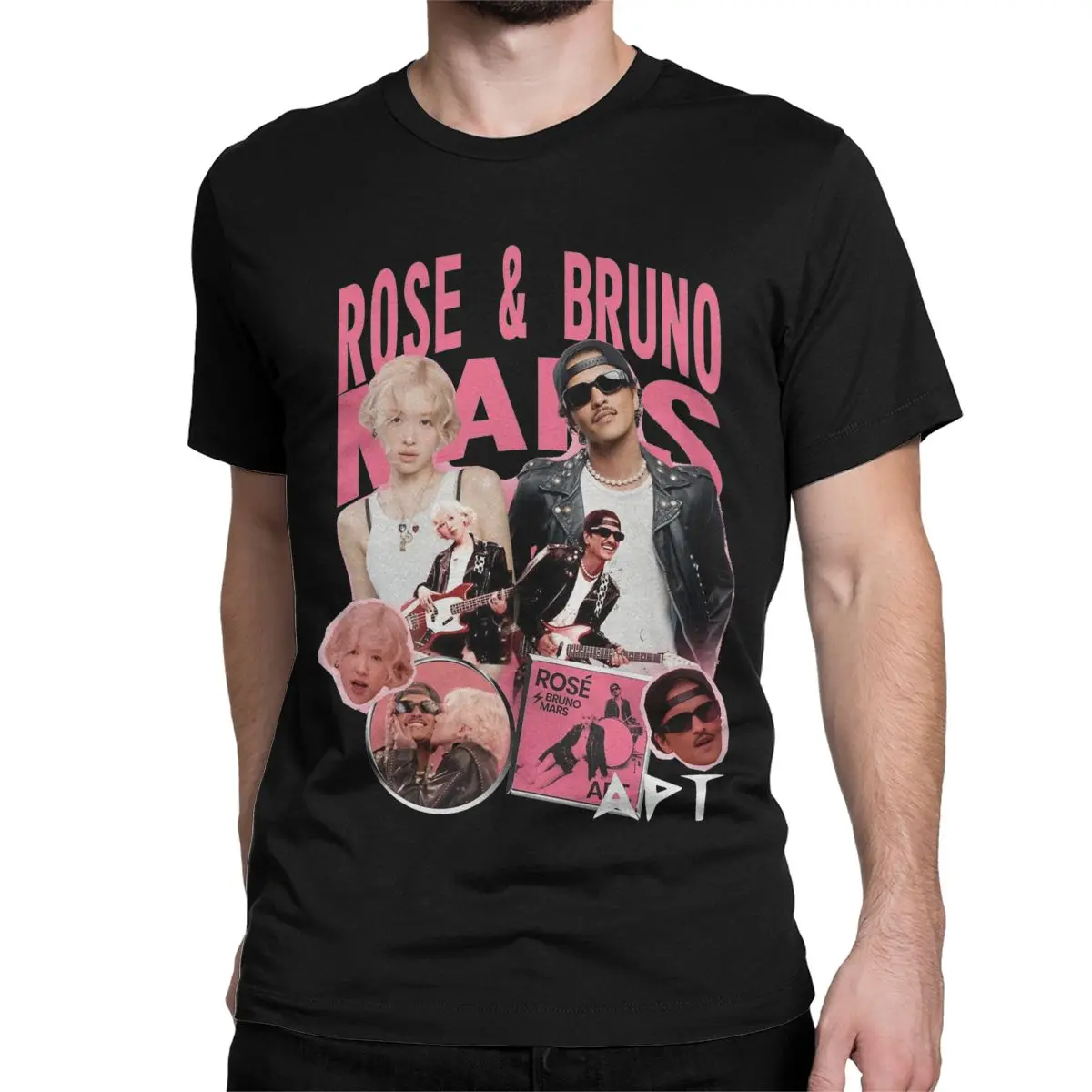 ROSE Bruno Mars APT Apateu T Shirts Men's 100% Cotton Novelty T-Shirts Round Collar Tee Shirt Short Sleeve Clothing Summer