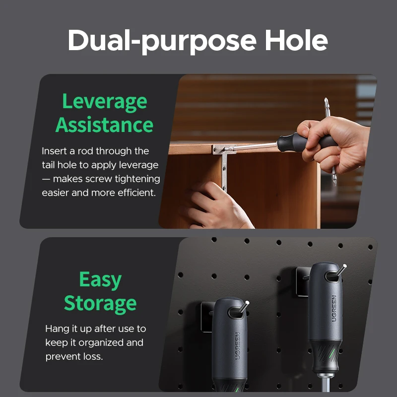 UGREEN 2 في 1 مفك بت مع فيليبس مشقوق 6 مللي متر S2 سبائك الصلب المحمولة مجموعة لأدوات الإصلاح اليومية المغناطيسي 100 مللي متر
