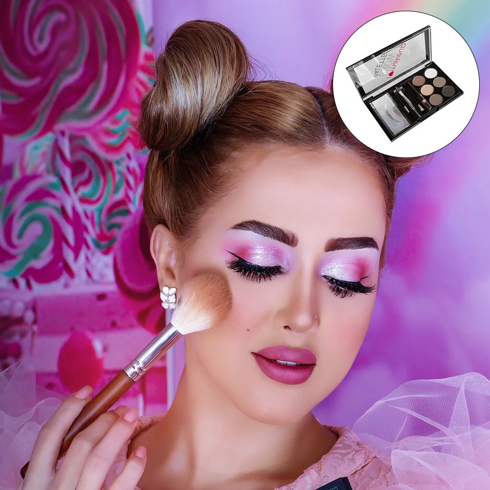 

1 Set Shadow Powder Set For Natural Makeup Tool Portable Kit Premium Material Eyebrow Shaping Mold Face Shadow