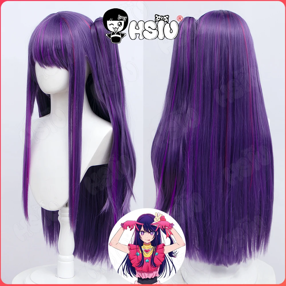 Hoshino Ai Cosplay Wig Anime Oshi no Ko Cosplay HSIU 75cm purple mixed rose red long hair Synthetic Wig Hoshino Ai Wig