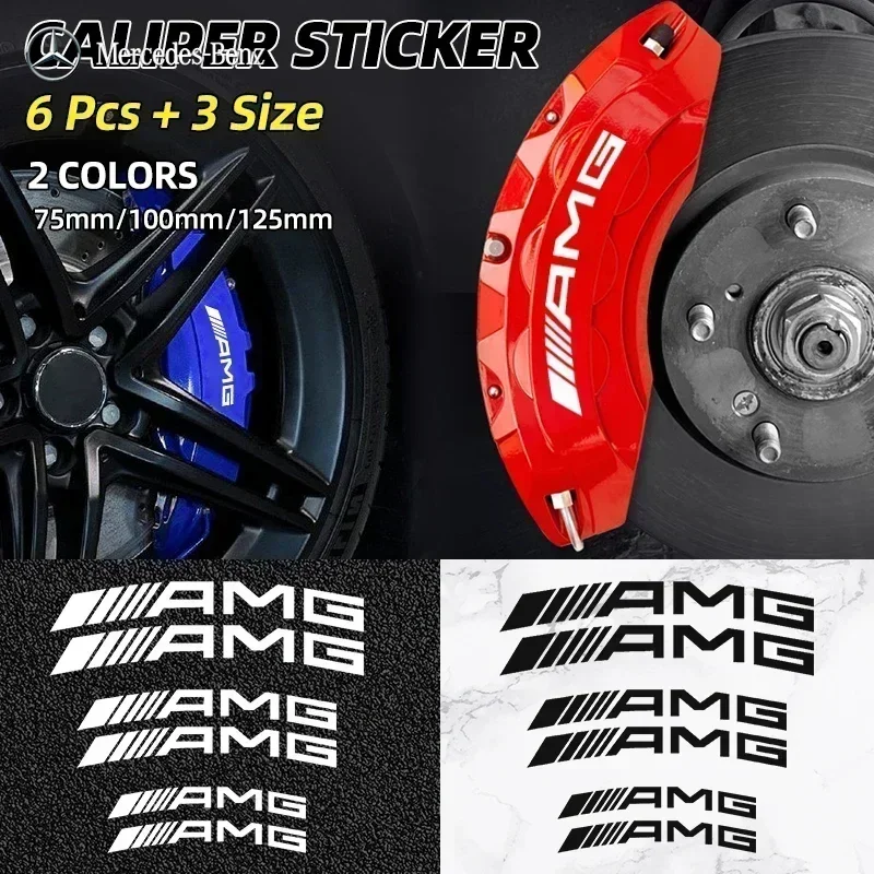 6pcs Car Brake Caliper Sticker Modification Auto Accessories For Mercedes Benz AMG W212 W213 W205 AMG W177 W247 W176 GLA GLC