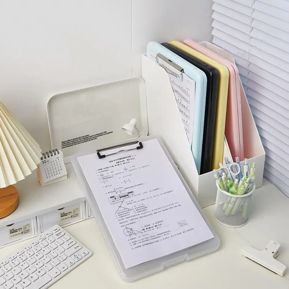 Practical Paper File  Snap Buckle Solid Color File Storage Box  A4 File Storage Box with Document Paper Clamp