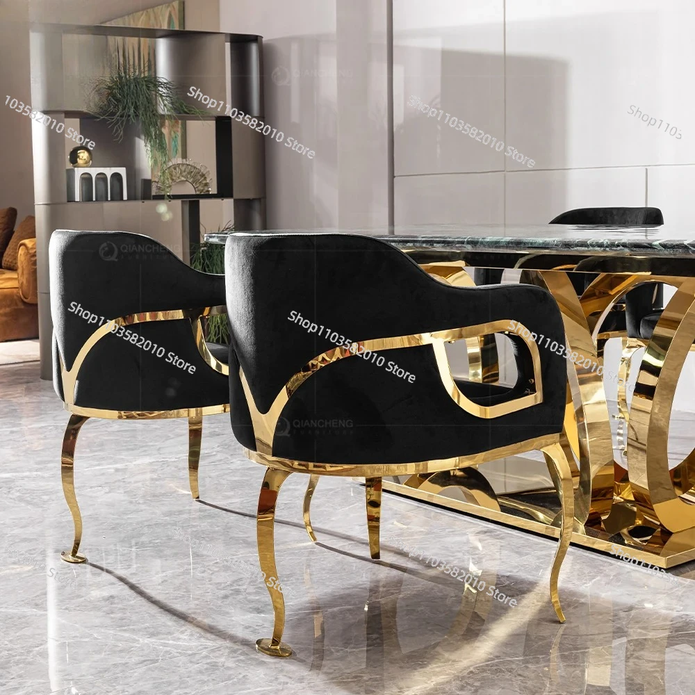 High-end quality expensive luxury household steel dining furniture restaurant armchair restaurant stainless steel chair