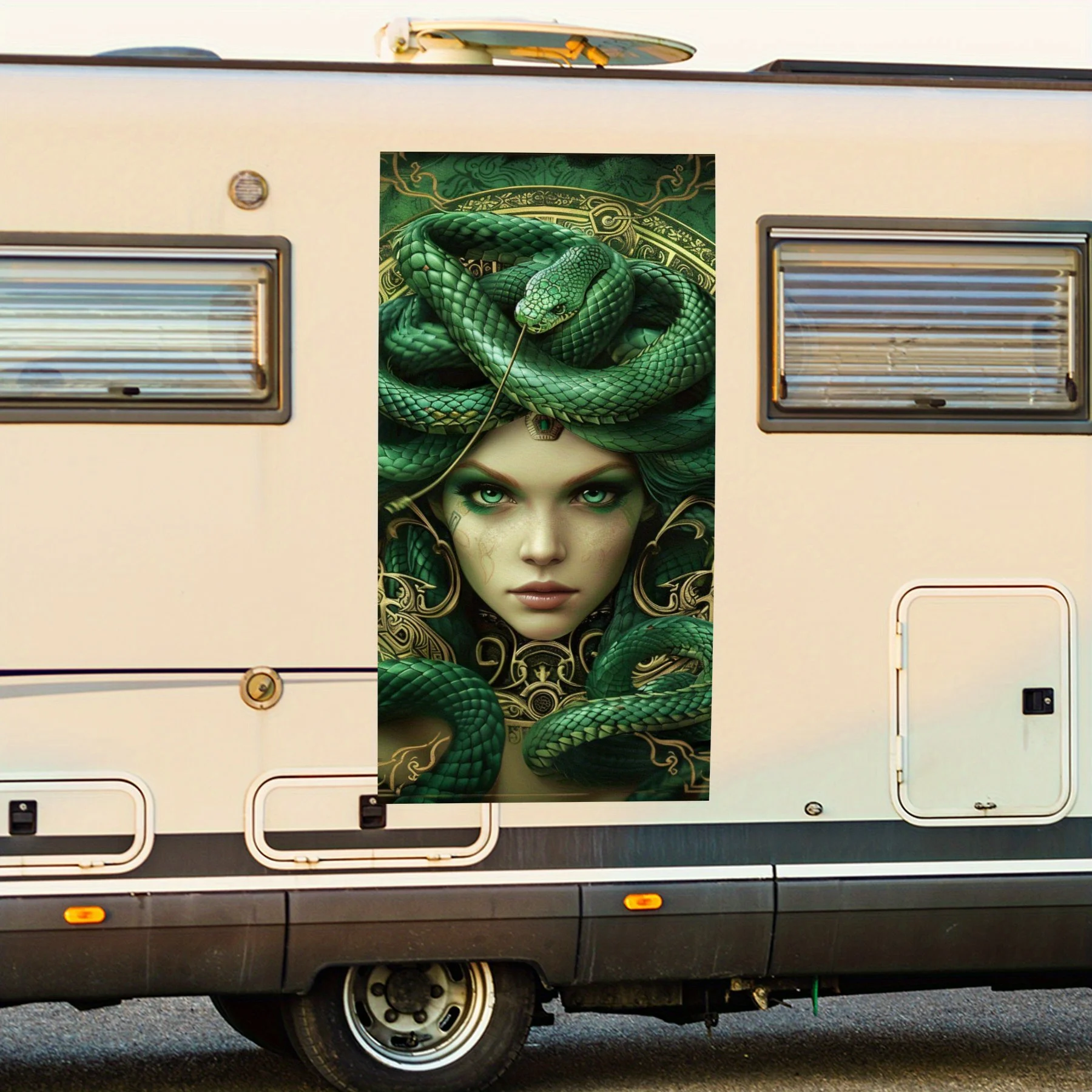 

Snake Beauty Car Hood Sticker PVC Self Waterproof Stick, Striking Auto Exterior Accessories Decor Protect Gift for Car Lover