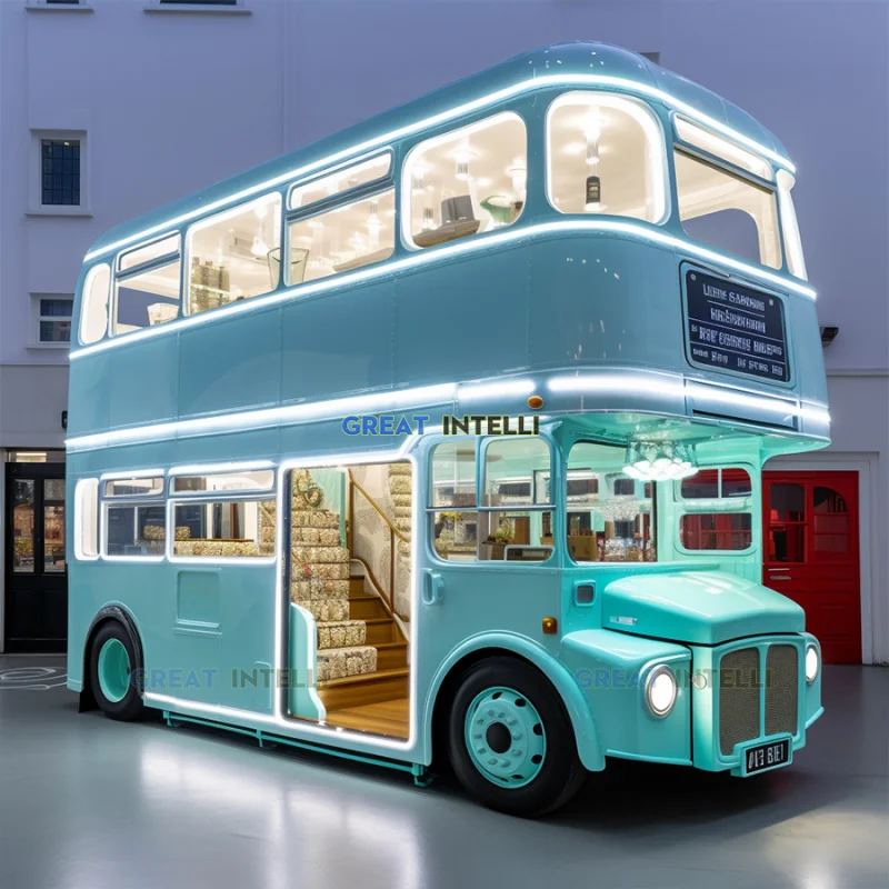 Custom.متجر متنقل شاحنة طعام ذات طابقين حافلة طعام فان شواء قهوة هوت دوج بيتزا كشك شاحنة طعام كشك طعام