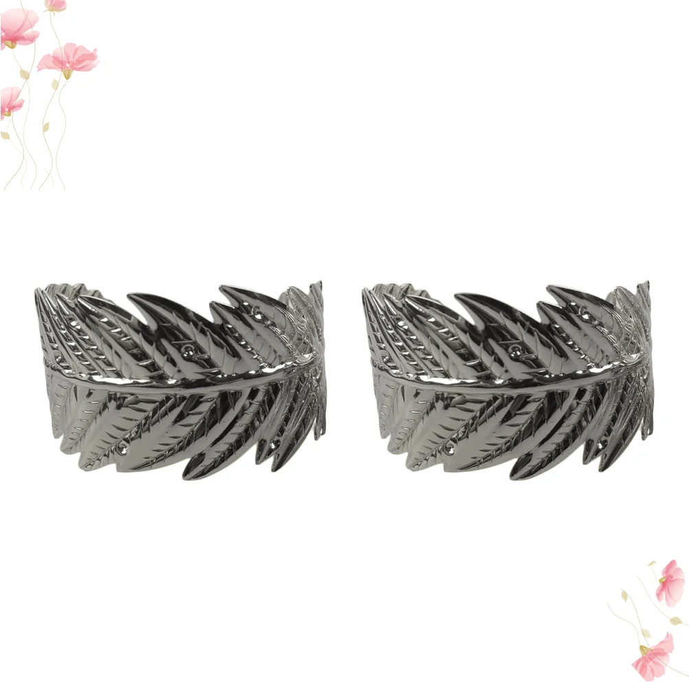

4Pcs Leaves Napkin Rings Silver Metal Napkin Buckles Dining Table Decor for Wedding Christmas Party Elegant Dinner