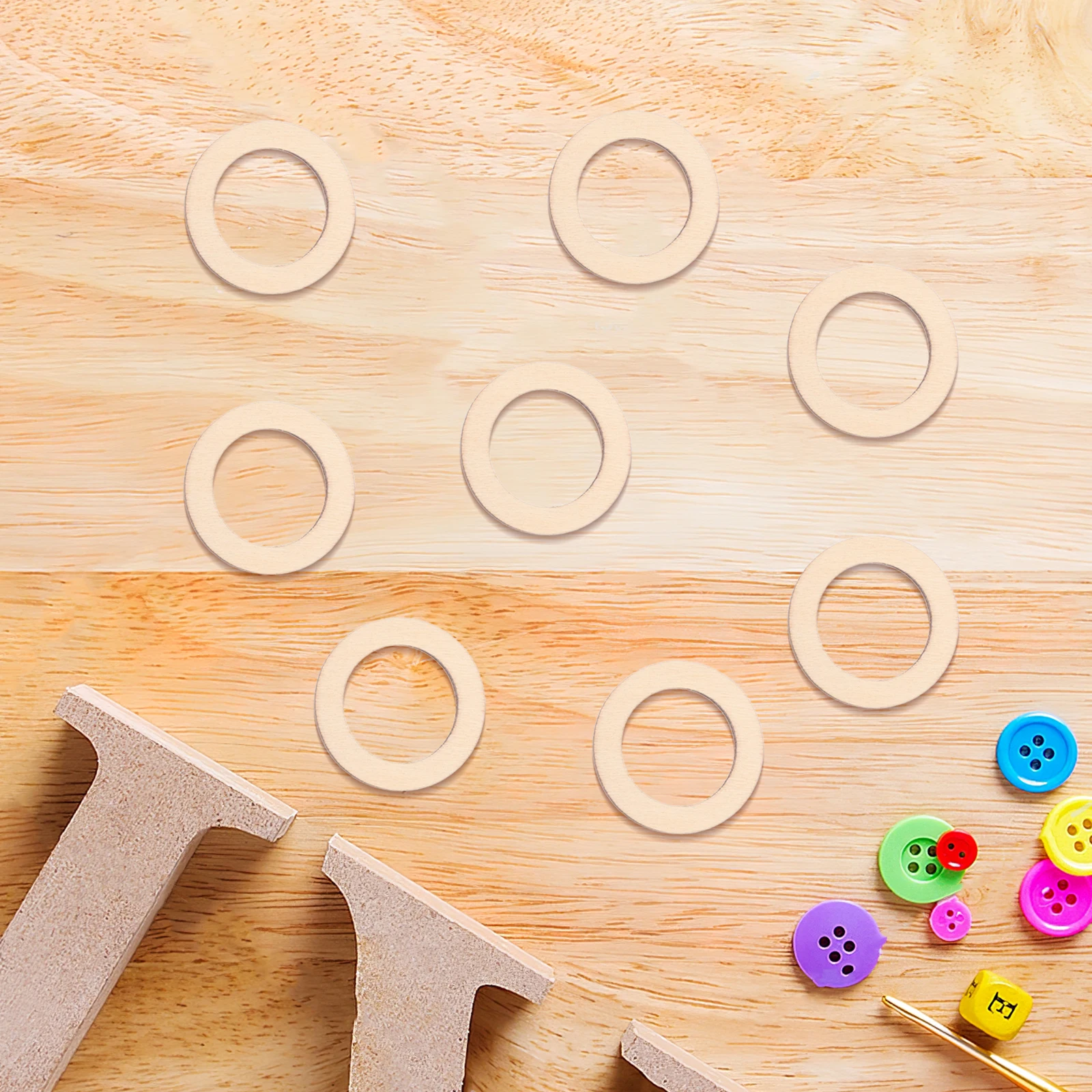 

200pcs Circle Wooden Pieces Hollowed Wood Slice Scrapbooking Embellishments DIY Craft Decor Round Shape Wood Chip Jewelry