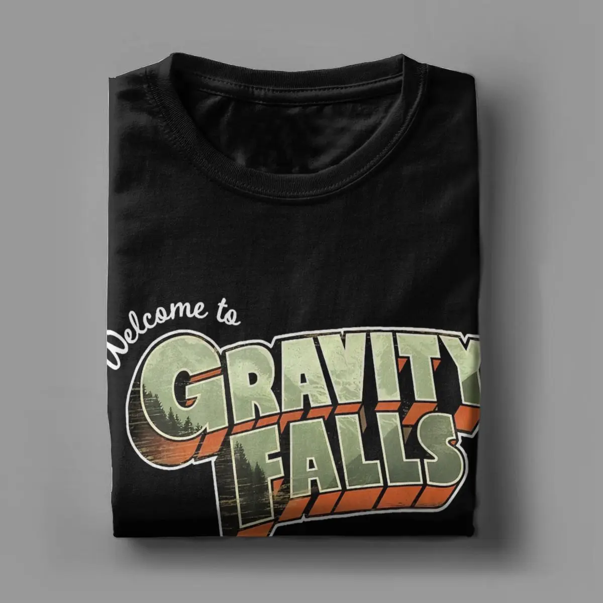 Men\'s Falls Welcome To Gravity Falls Logo T Shirt Pure Cotton merch Novelty Short Sleeve O Neck Tees Gift Idea T-Shirt