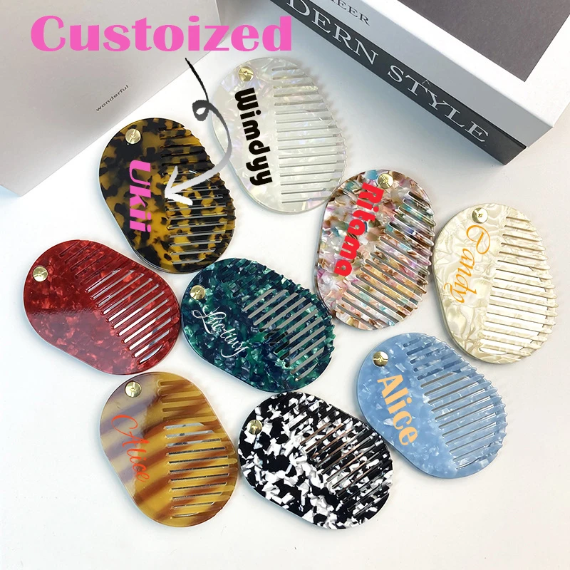 Custom Acetate Hair Combs Protable Anti-static Massage Hair Brush Hairdressing Colorful Salon Styling Tool Hair Accessories