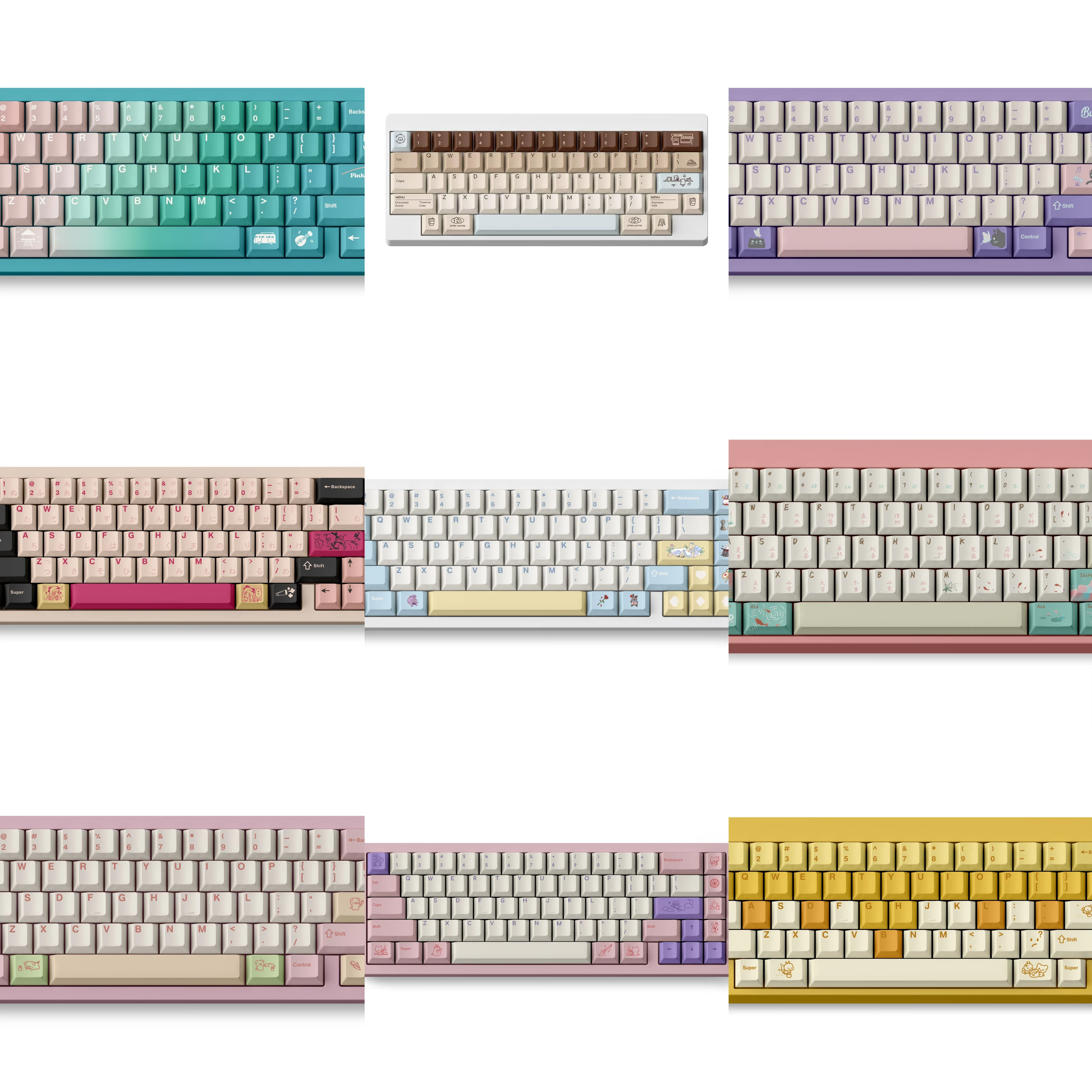 FBB Keycaps Multicolor Cute PBT Keycap Cherry Profile for MX Switches Keyboard DIY Keys Accessory Girl Woman Lover Friends Gift