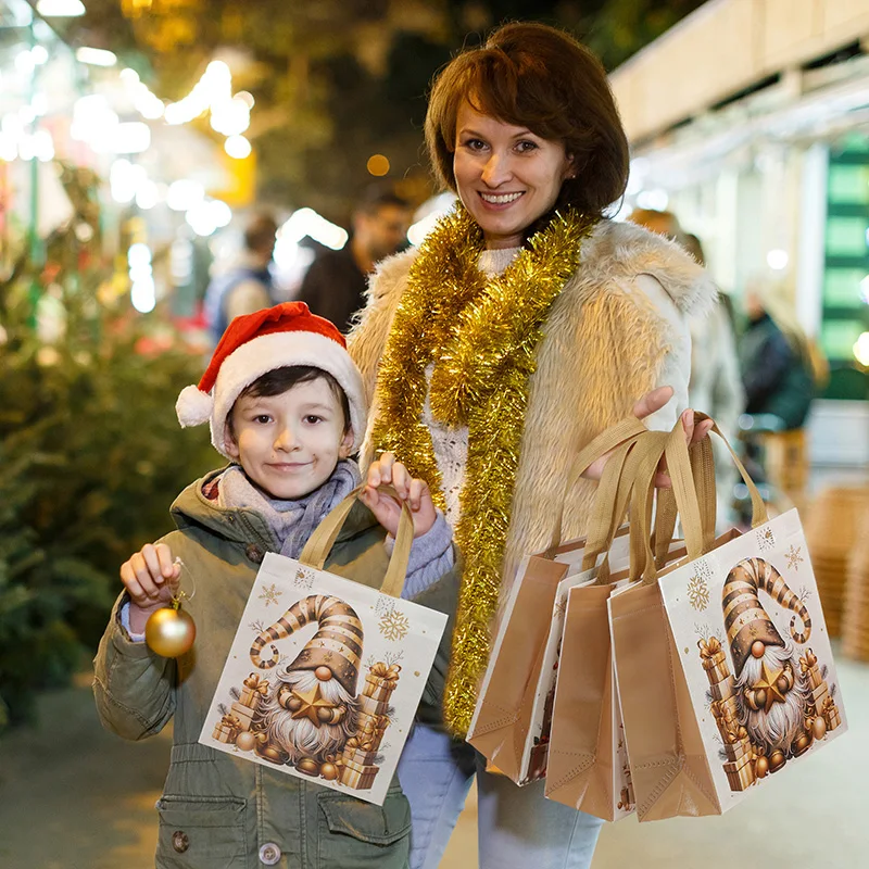 

4pcs Christmas Gift Bag Gnome Santa Claus Non-woven Fabric Storage Bag Christmas Home Decoration Shopping Bag New Year Gift Pack
