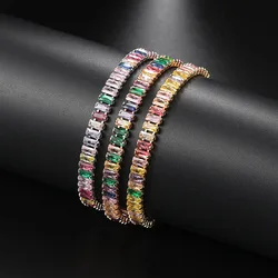 Colorful Crystal Tennis Bracelet for Women Shining Luxury Iced Out Zircon Chain on Hand Fashion Wedding Jewelry Accessories