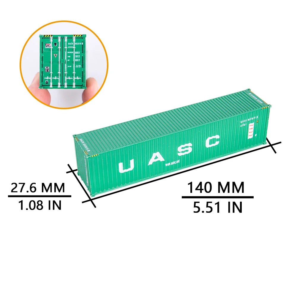 Recipiente de trem de simulação em miniatura, modelo escala ho 40 pés, frete, caixa marítima para trem ferroviário, acessório, kit diorama, 1 peça