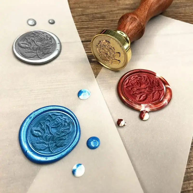 Kit Wax Seal Stamp para convites de casamento, 6 Flower Pattern, Wax Seal Stamp, Crafting Envelope, Carta Selos