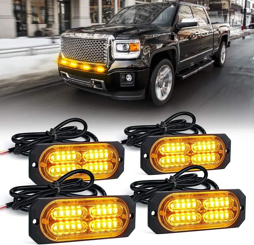 

20 LED surface embedded grille emergency flash kit ultra-thin deck dashboard grille side sign hazard warning flashing lights