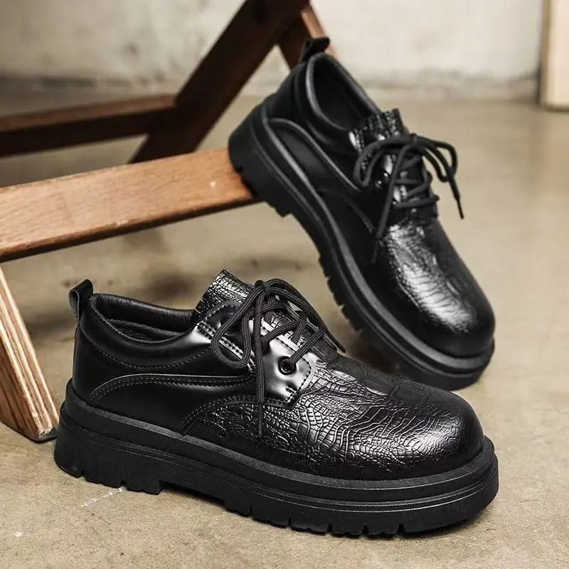 Men's British Style Loafers Height Increasing Elevator Shoes Thick Sole PU Leather Business Casual Slip on Dress Shoes