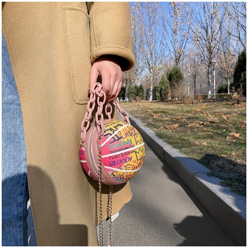 Brand Graffiti Basketball Bags for Women Shoulder Bag Fashion Chain Purses and Handbags Designer Crossbody Bag Luxury Satchel