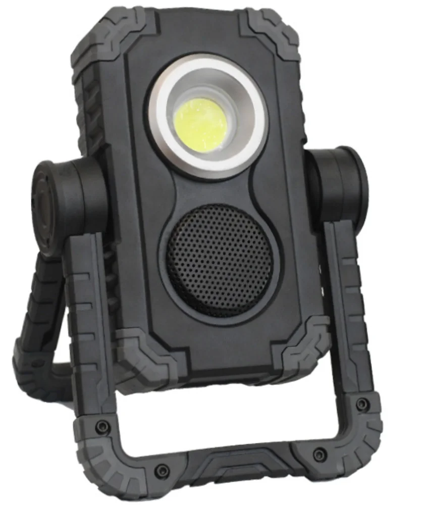 10W Rechargeable LED Work Light with Bluetooth Speaker Portable Spotlight Emergency Lantern Indoor/Outdoor