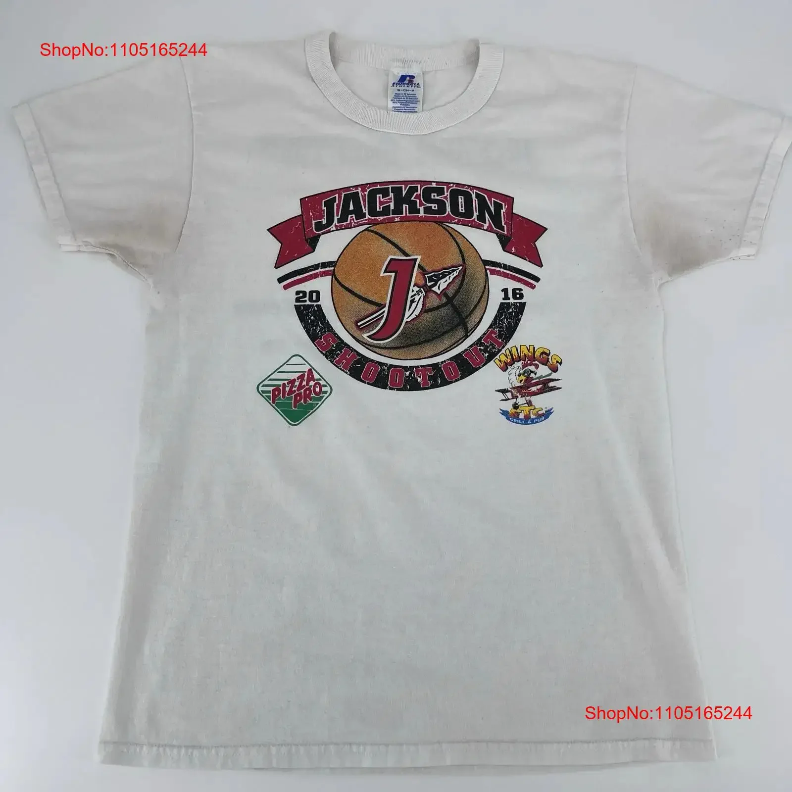 Jackson Shootout 2016 camiseta de baloncesto Russell Athletic para hombre pequeño vintage lavado suave ligeramente homme ropa de calle informal