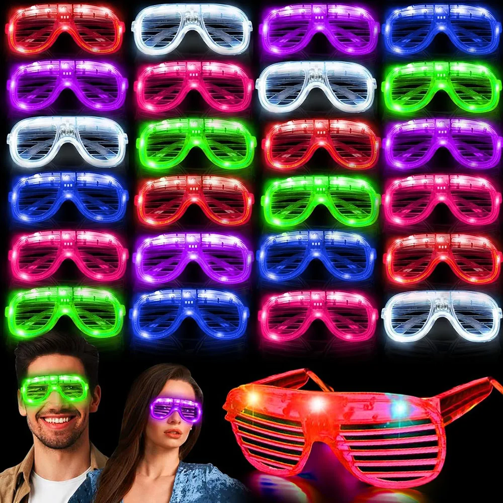 

10/20/30 Pcs LED Glasses Light Up Party Glasses Kids Adults lGlow in The Dark Party Supplies Rave Shutter Glow Sticks Sunglasses