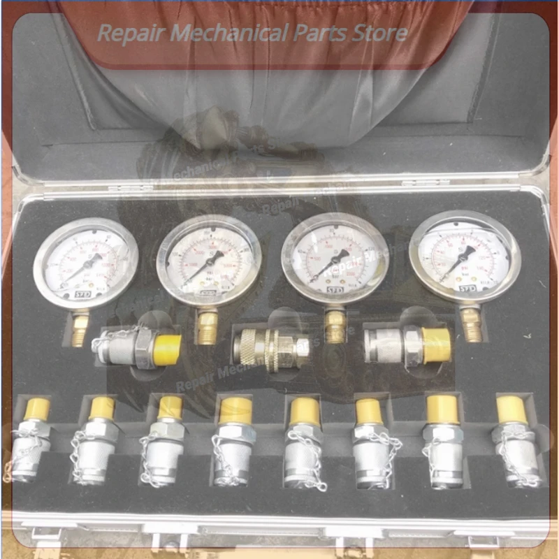 Excavator Portable Hydraulic Watch Pressure Oil Pressure Test Table Precision Pressure Gauge Test Kit Gauges