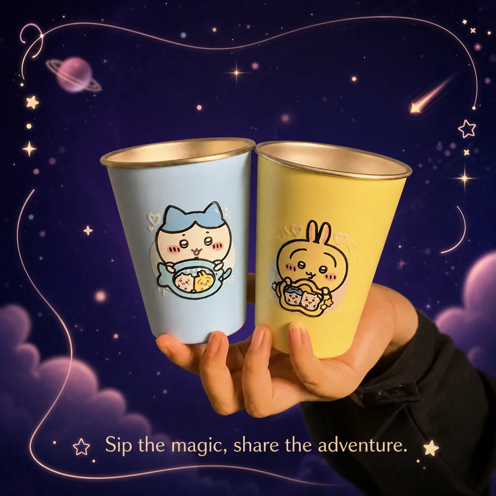 New Chiikawa Cartoon 304 Stainless Steel Rinse Cup Cute Kids Children Couple Lovers Toothbrush Cup Household Drinking Cup