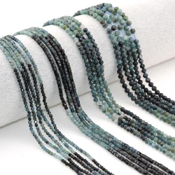 Natural Gradient Blue Tourmaline Faceted Round / Cube Beads 2mm,3mm,4mm，for Jewelry Making Bracelet Necklace Beads DIY
