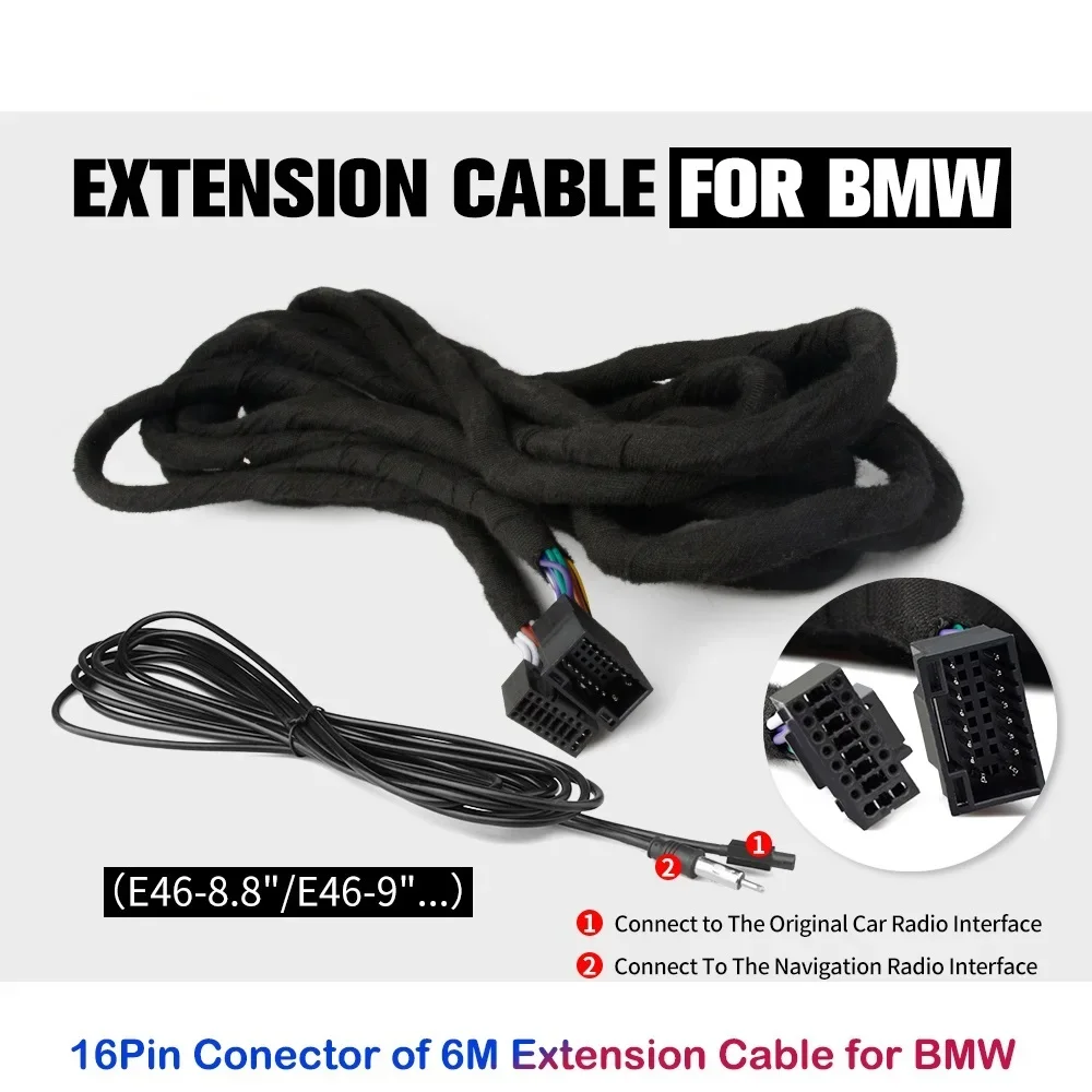 Hizpo Universal 6M de largo antena de Radio y arnés de cableado de extensión de alimentación para BMW 3er 5er X5 M3 E46 E38 E39 E53 unidades estéreo de coche