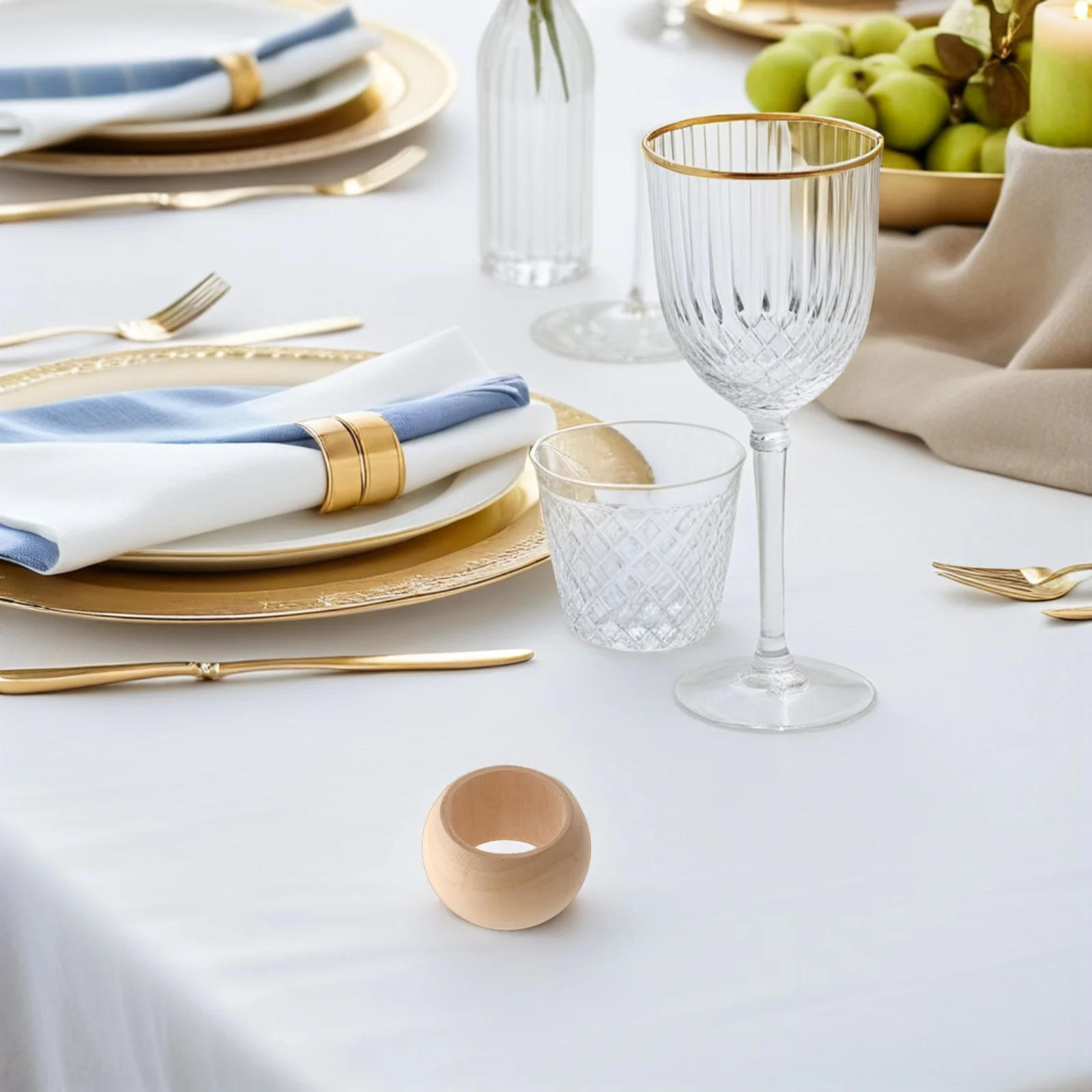 

12Pcs Wooden Napkin Rings Set Natural Material Dining Table Holder Rustic Boho Wedding Party Holiday Decorative Cuffs