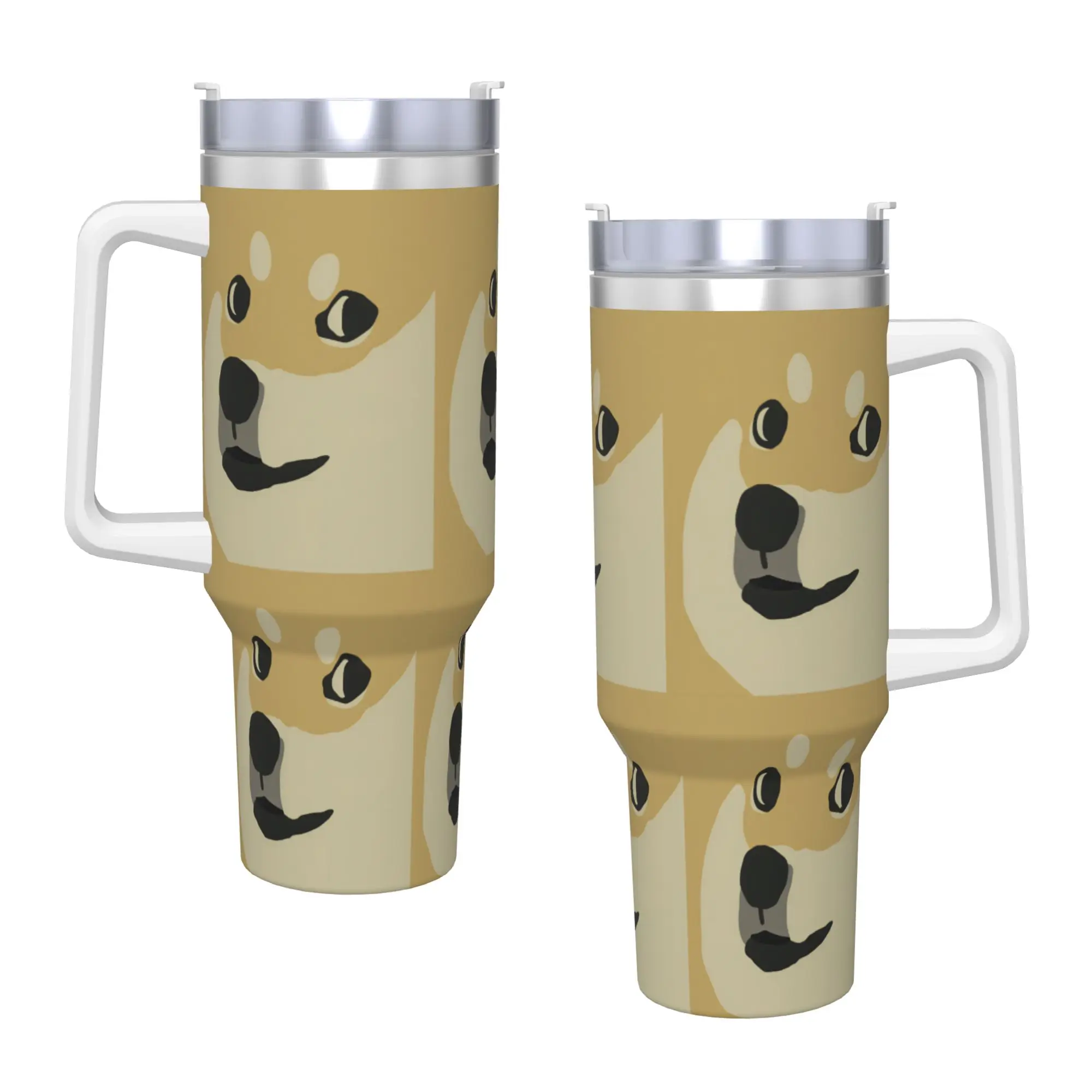 Stainless Steel Tumbler Shiba Inu Face Coffee Mug  Leakproof Cold Drink Car Mugs Camping Custom Water Bottle