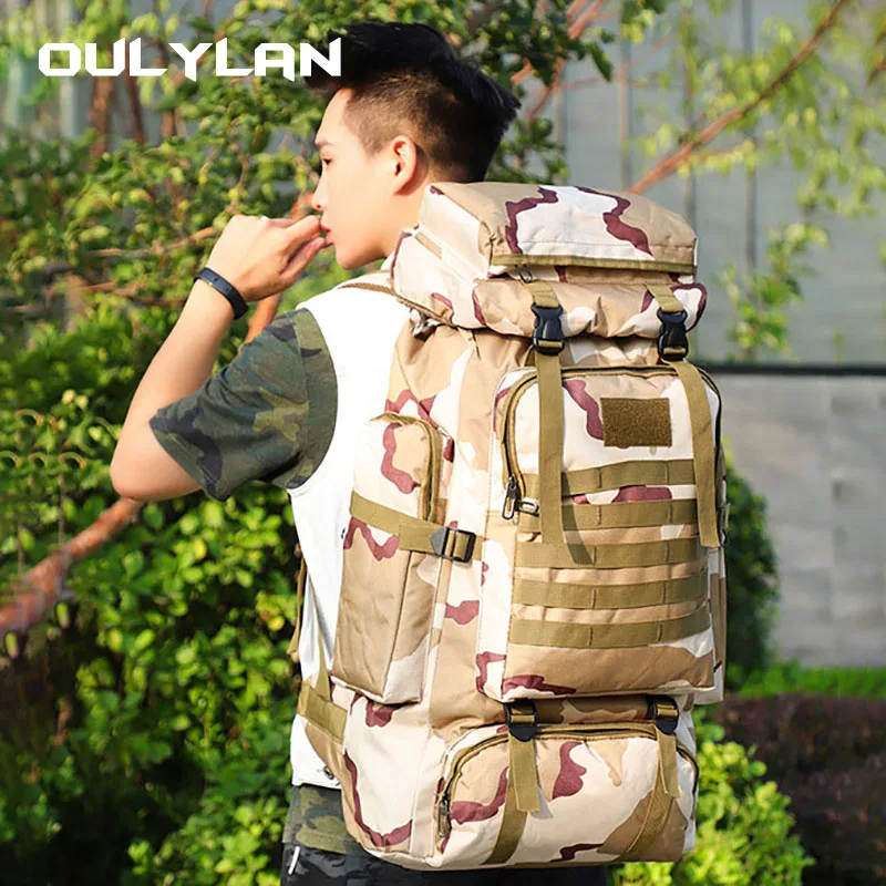 Capacity 80L Backpack Outdoor Camouflage men Large Waterproof Outdoor Military Backpack Travel Backpack for Men Hiking Bag