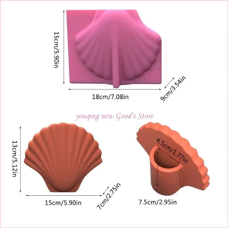 57QA ثلاثية الأبعاد الإسكالوب الجبس اناء للزهور قالب من السيليكون راتنجات الايبوكسي قالب الصب زهرية عصارية قالب الاسمنت قالب