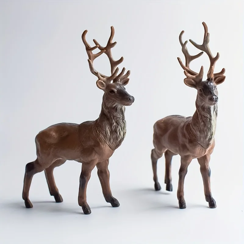 2pcs No Electricity Needed, Easy To Clean - Perfect for Home, Office, or Gift Giving, Deer Home Decor, Holiday Table Decor