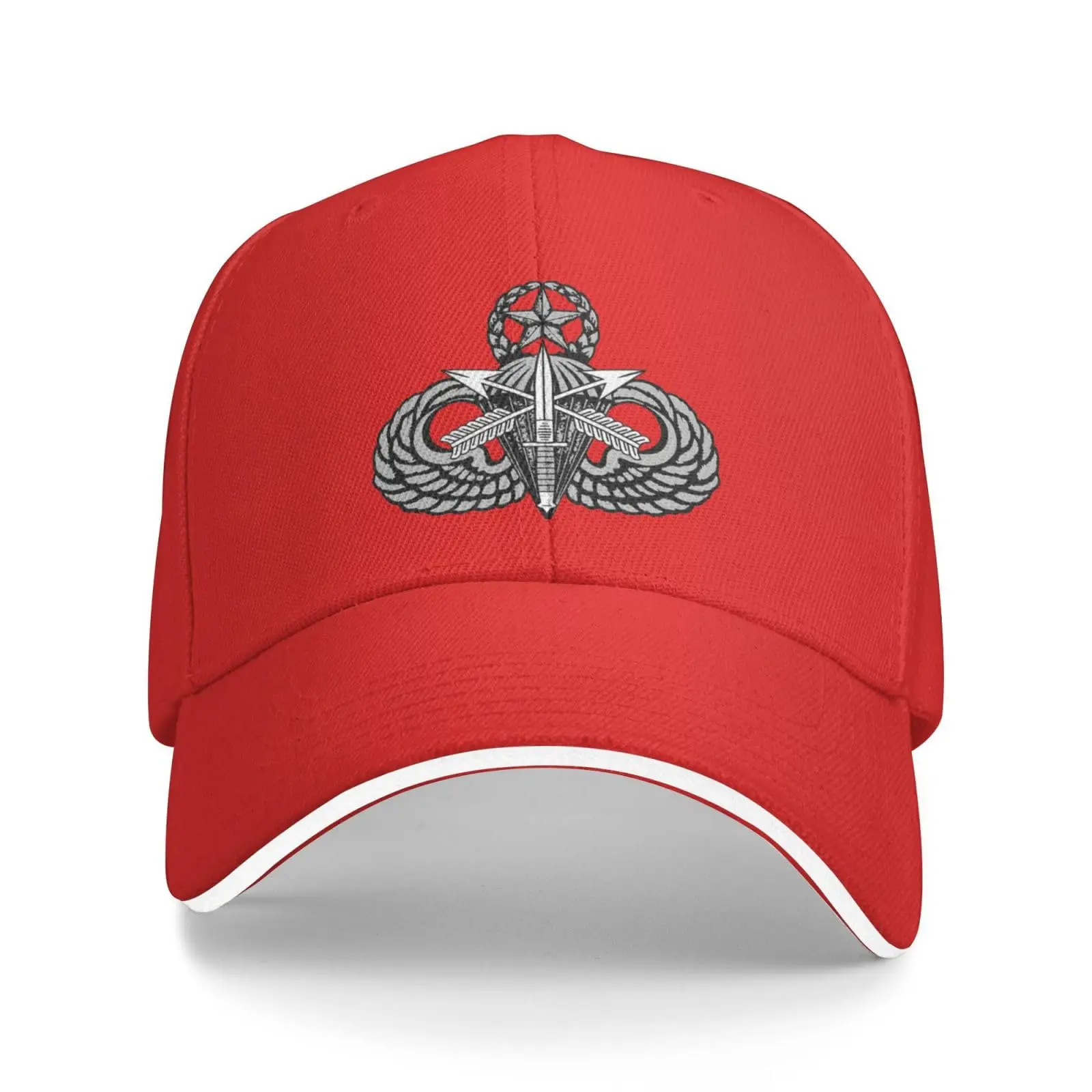 Casquette de Baseball Unisexe, Chapeau Décontracté Rouge, avec Insigne de Maître Parachutiste, des Forces Spéciales, Sandwich, pour Papa