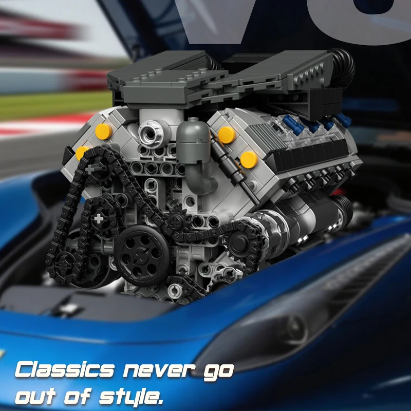 36303 931ピース V8エンジン モータライズドシミュレーションブロックモデル 電動駆動MOCビルディングブロック テクニカルDIYおもちゃ ホリデーキッズギフト