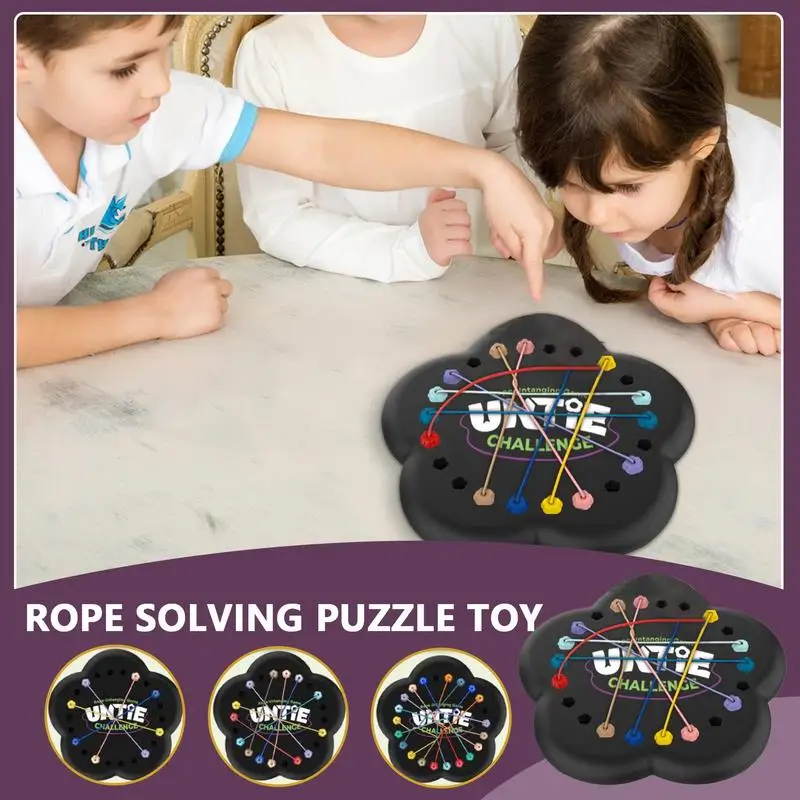 

Threading Rope Puzzle Twisted Tangler Rope Sorting Interactive Board Game Brain Teaser Puzzle Interactive Board Game Lacing Toys