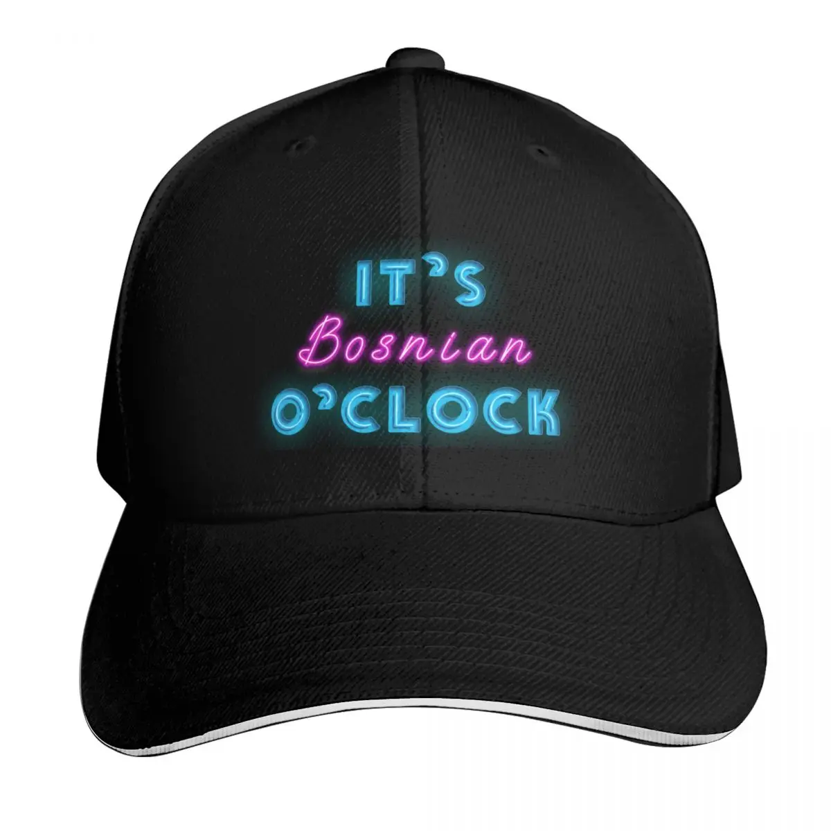 Bosnian O`clock Cool Neon Sign For Bosnian soulmate Baseball Cap Men Women Casual Summer Sport Sun Cap