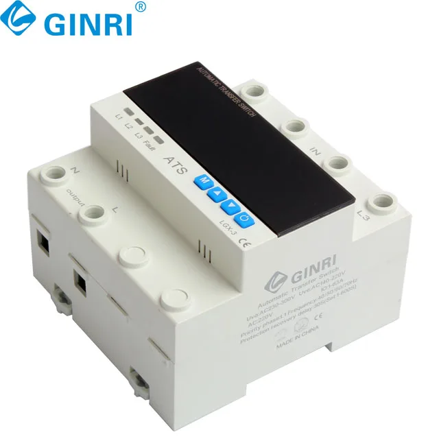 63A 80A 3 Phase Over Under Voltage Overcurrent Solar Automatic Transfer Changeover 3 Phase Selector Switch ATS
