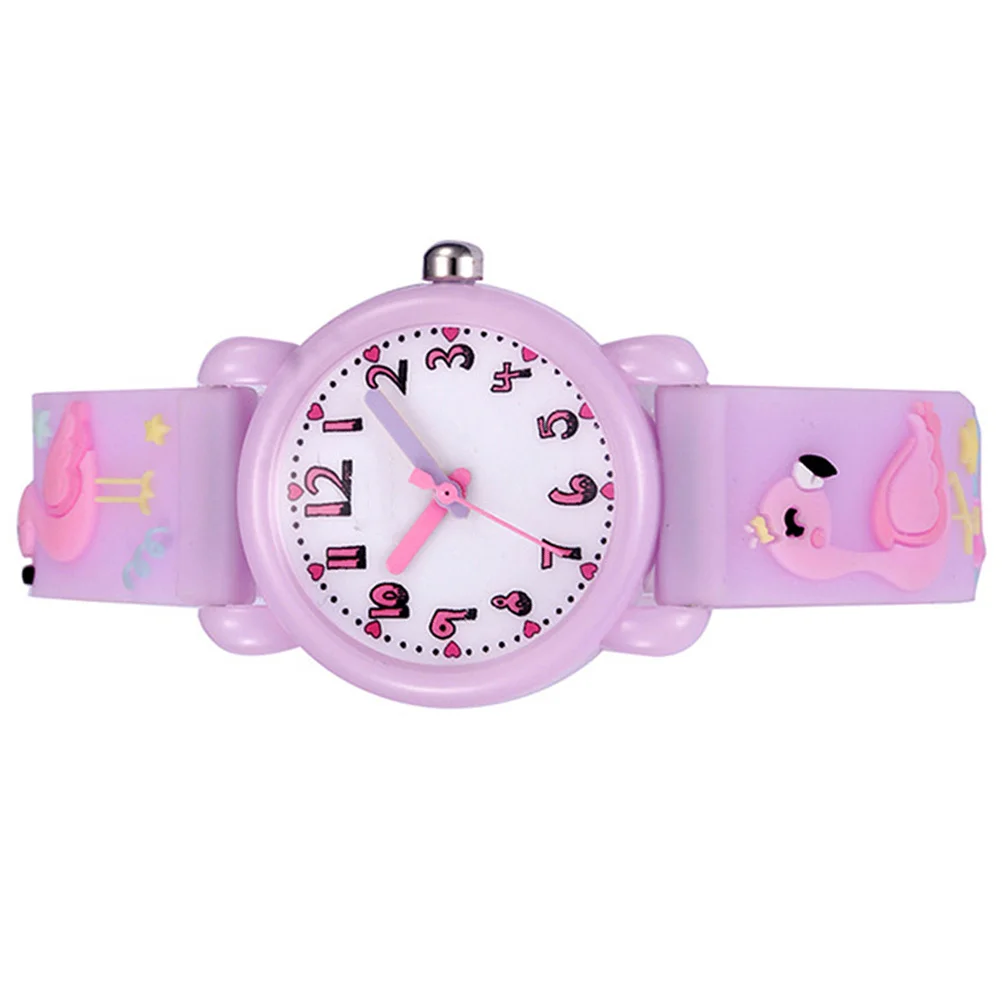 1 قطعة ساعة كرتونية أرجوانية فاتحة ثلاثية الأبعاد طباعة فلامنغو مقاومة للماء ساعة يد مريحة موضة متعة Timekeeper #3