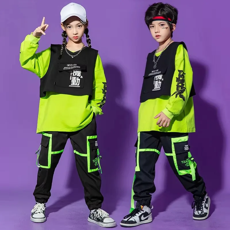 Children's Hip-hop Suits,Girls' Jazz Dance Costumes,Boys' Stage Costumes,Skateboarding,costume for a child,10-16 Years Old