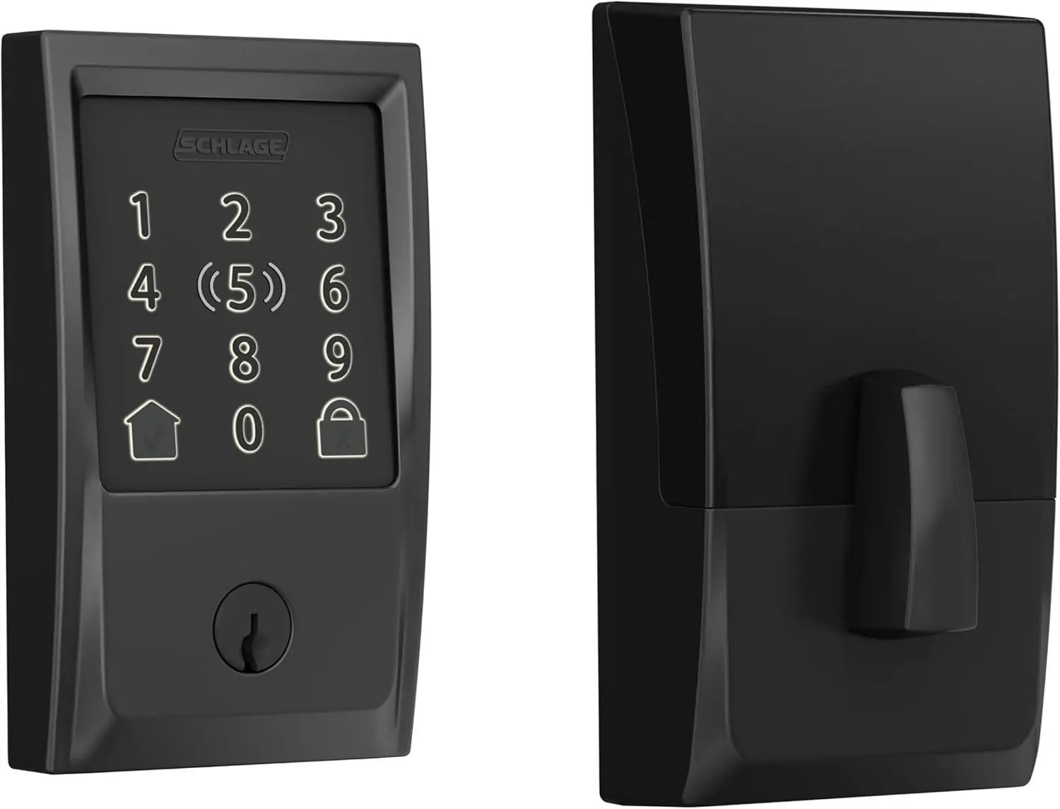 BE499WB CEN 622 Encode Plus-Serrure de porte intelligente à pêne dormant, avec Wi-Fi, écran tactile à entrée sans clé et garniture Century, 256 noir