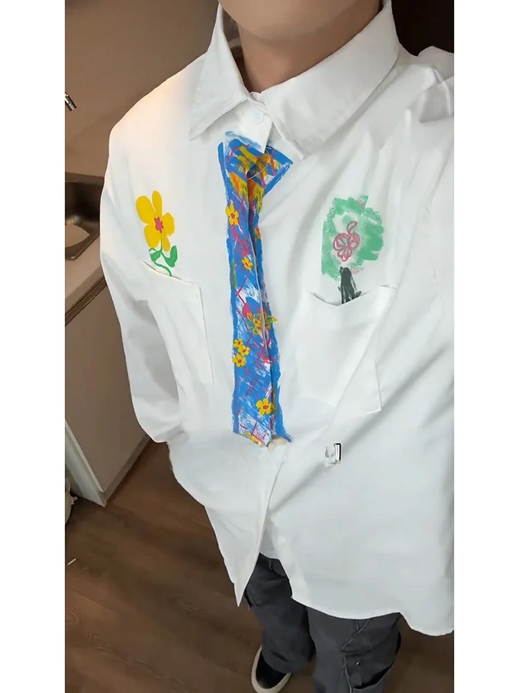 

White Long Sve Men's irt fiti Design Summer Inner Wear Layering Dk Cardigan Jaet Breathable Youth Trendy Faion