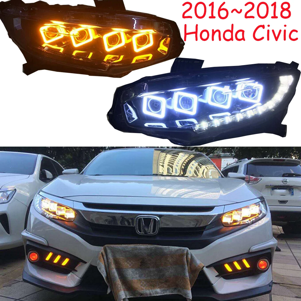 2016~2018y car bumer head light for Honda Civic headlight 10th car accessories LED DRL HID xenon fog for Civic headlamp