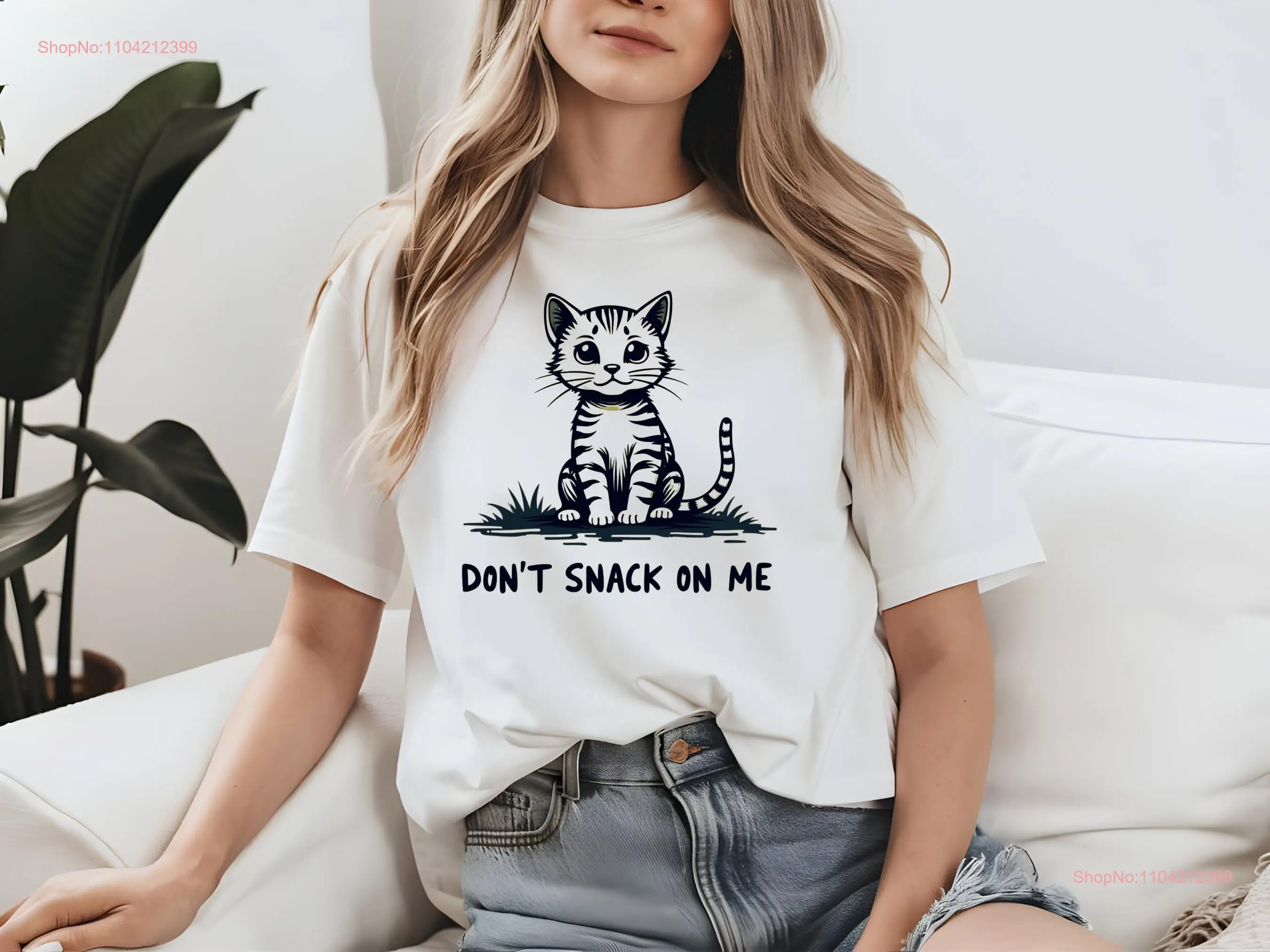 No snack on Me Camiseta divertida con diseño de gato, manga larga o corta